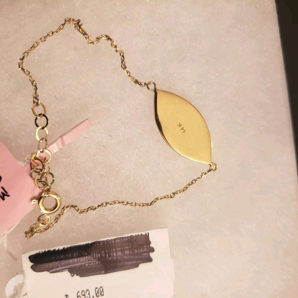 Meira T 14K Yellow Gold & White Enamel Evil Eye Charm Bracelet NEW $693 Chain - Picture 3 of 5